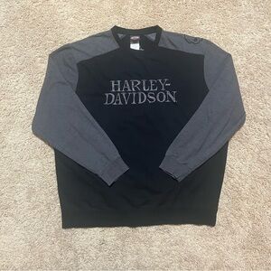 Harley-Davidson Men's Black and Dark Gray Crewneck Sweater